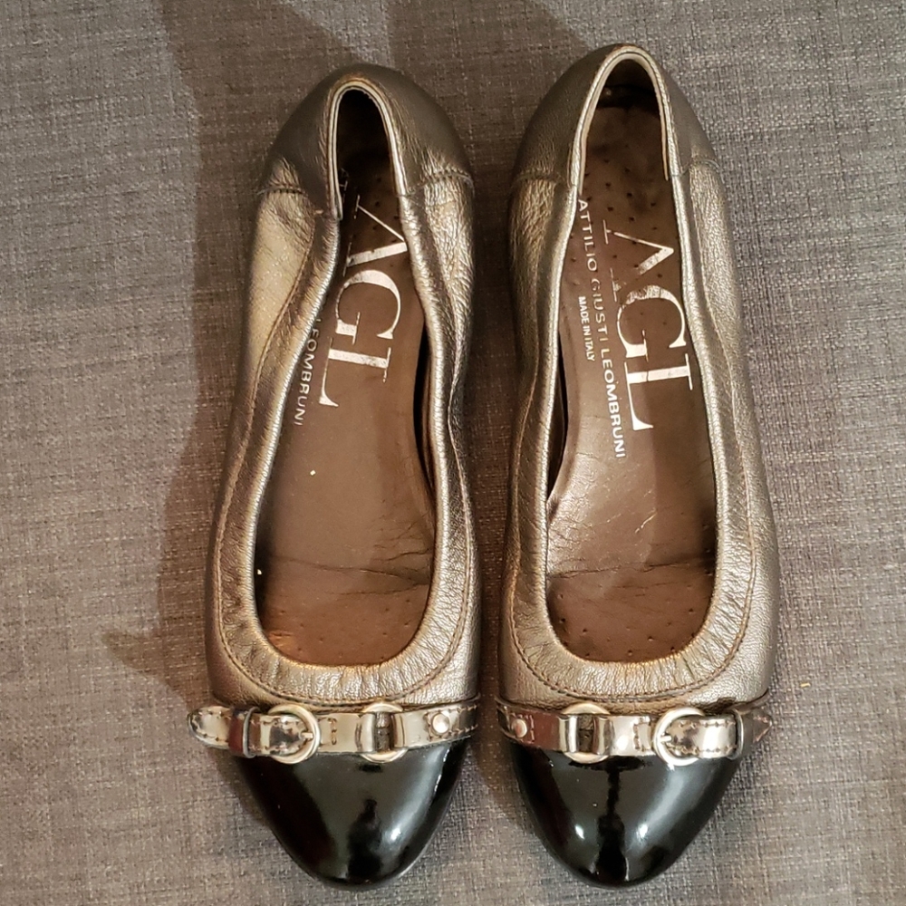 AGL Pewter/Blk Toe Cap Flats